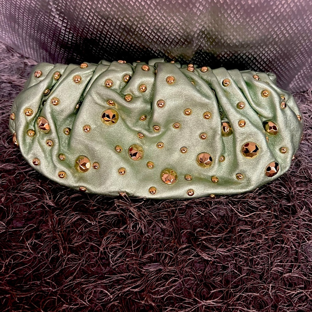 Diane Von Furstenberg Leather Grommet Clutch